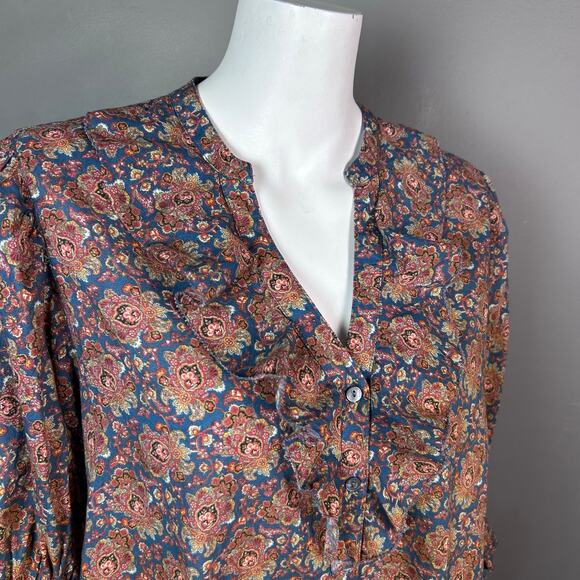Sundance top blouse Medium floral cotton ruffle Outlander floral lightweight - Picture 2 of 15